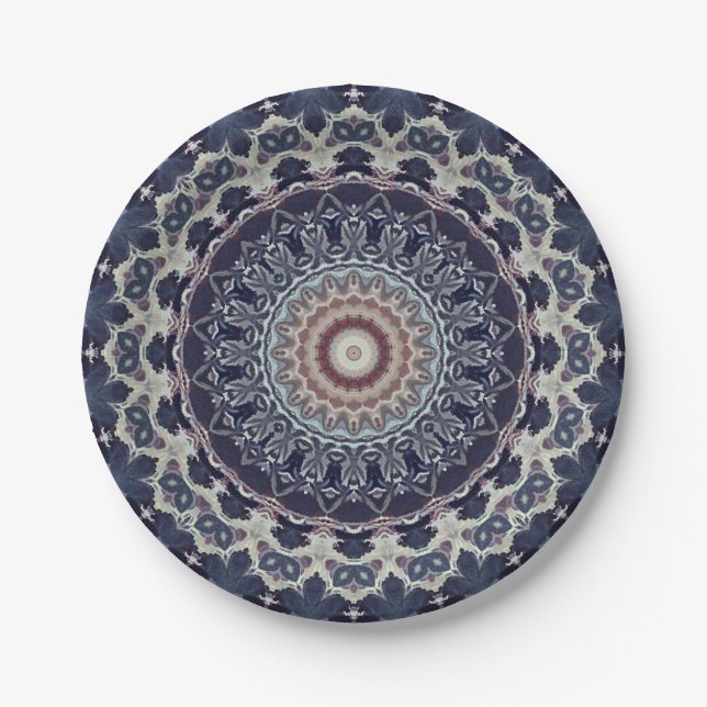 Seamless round ornamental mandala pattern arabic k paper plate (Front)