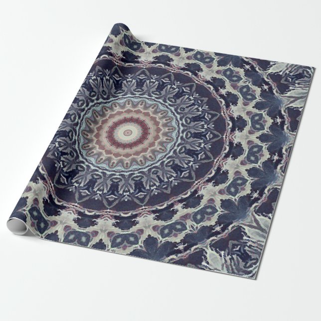 Seamless round ornamental mandala pattern arabic k wrapping paper (Unrolled)