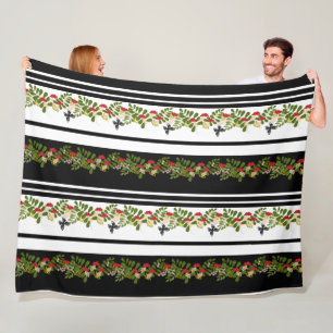 Seamless rowanberry butterfly leaves pattern botan fleece blanket