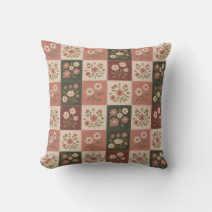 Seamless Rustic Floral Patchwork Cushion