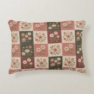 Seamless Rustic Floral Patchwork Decorative Cushion