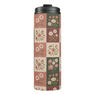 Seamless Rustic Floral Patchwork Thermal Tumbler