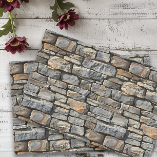 Seamless Rustic Stacked Stone Decoupage  Tissue Paper