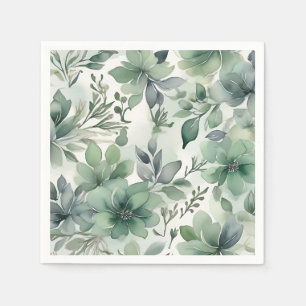 Seamless Sage Green Floral Napkin