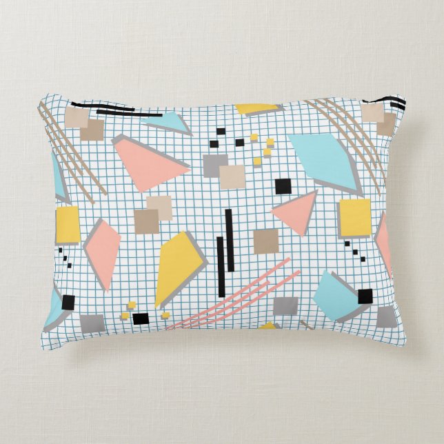 Seamless school geometric memphis shapes pattern s decorative cushion (Front)