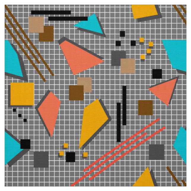 Seamless school geometric memphis shapes pattern s fabric (Swatch)
