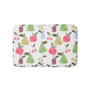 Seamless scratched cartoon fruits apples pears che bath mat