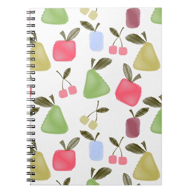 Seamless scratched cartoon fruits apples pears che notebook (Front)