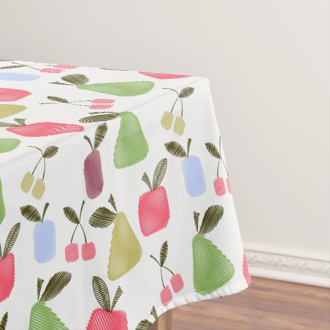 Seamless scratched cartoon fruits apples pears che tablecloth (In Situ)