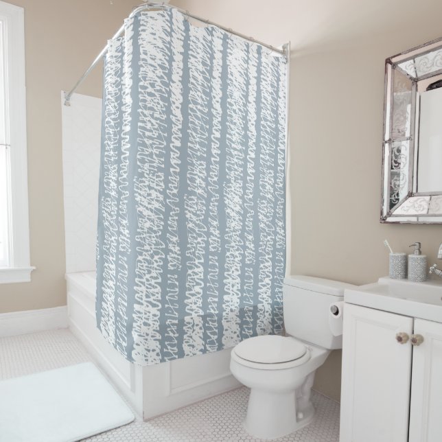 Seamless Scribble Pattern Shower Curtain (In Situ)