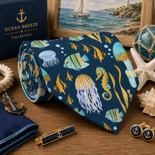 Seamless Sea Animals Tie