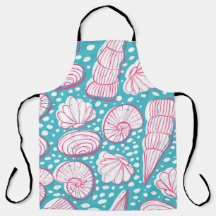 Seamless sea pattern with different shells. Vintag Apron