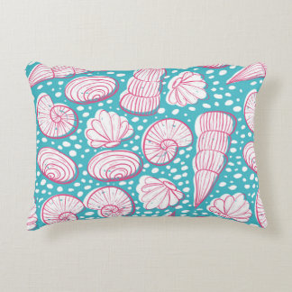 Seamless sea pattern with different shells. Vintag Decorative Cushion