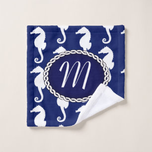 Seamless Seahorse Pattern Bath Towel Set
