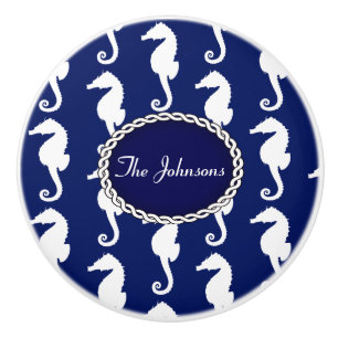 Seamless Seahorse Pattern Ceramic Knob