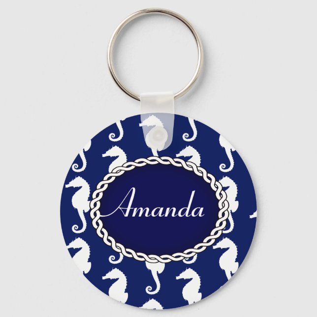Seamless Seahorse Pattern Key Ring (Front)