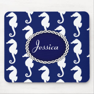 Seamless Seahorse Pattern Mouse Pad