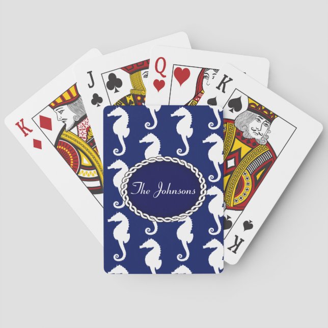 Seamless Seahorse Pattern Playing Cards (Back)