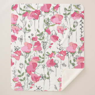 Seamless season pattern with sweet pea. Endless te Sherpa Blanket