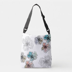 Seamless sketched lined flowers abstract modern pa crossbody bag
