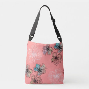 Seamless sketched lined flowers abstract modern pa crossbody bag