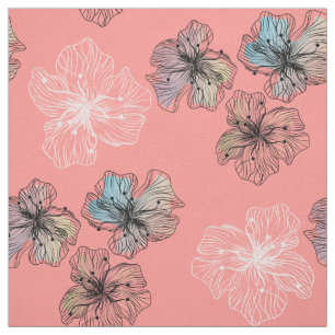 Seamless sketched lined flowers abstract modern pa fabric