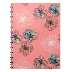 Seamless sketched lined flowers abstract modern pa notebook