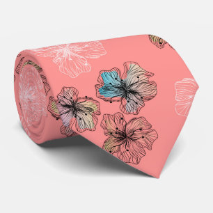 Seamless sketched lined flowers abstract modern pa tie