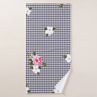 Seamless small checks and flower patternabstract,  bath towel