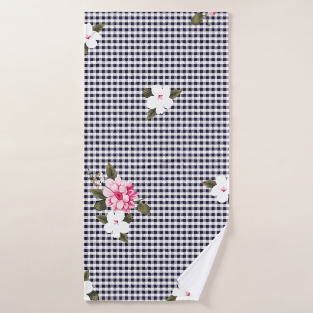 Seamless small checks and flower patternabstract,  bath towel (Bath Towel)