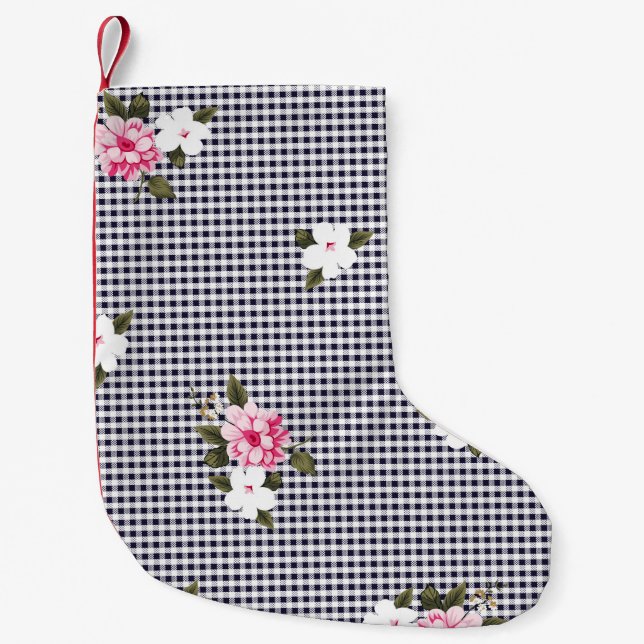 Seamless small checks and flower patternabstract,  christmas stocking (Front)