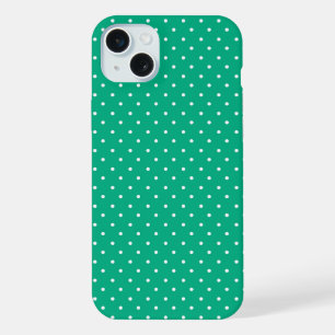 Seamless solid teal polka dot pattern iPhone 15 plus case