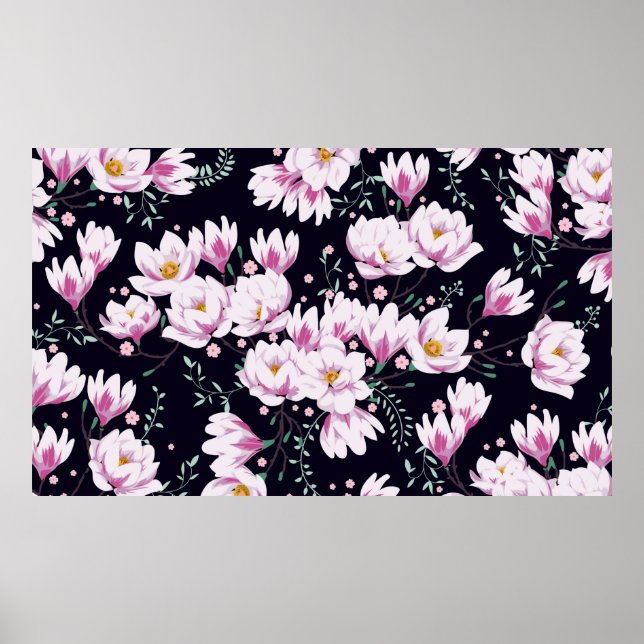 Seamless spring pattern with magnolias. poster (Front)