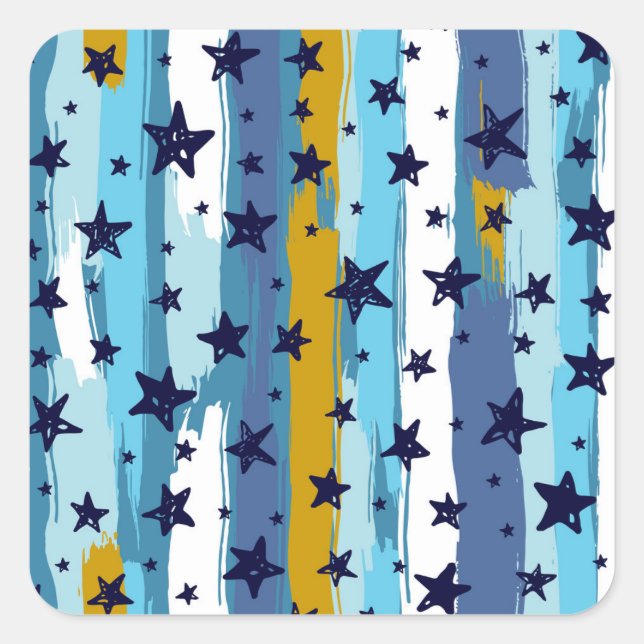 Seamless Star Pattern: Versatile Background Square Sticker (Front)