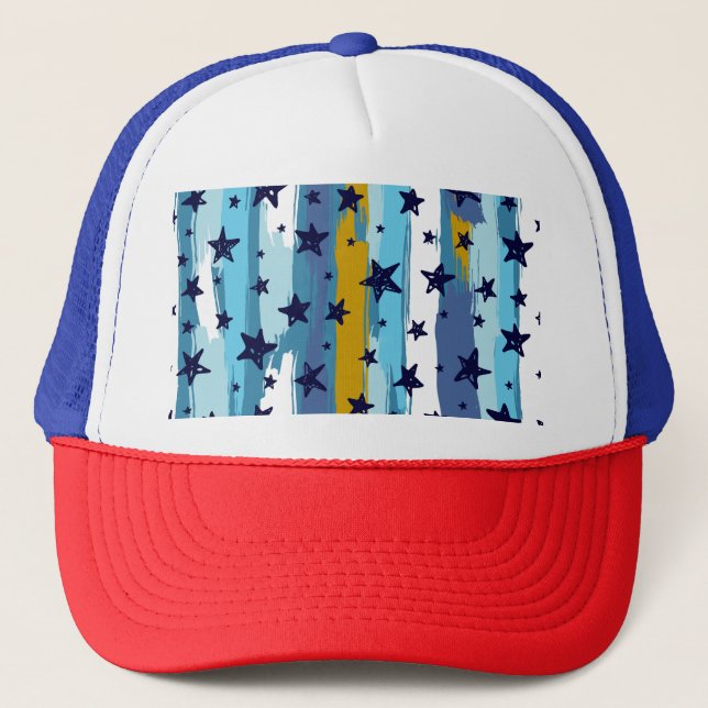 Seamless Star Pattern: Versatile Background Trucker Hat (Front)