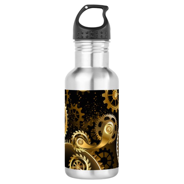 Seamless Steampunk Brass Gears 710 Ml Water Bottle (Front)