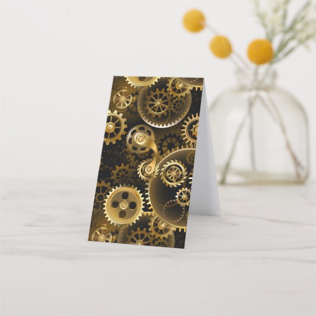 Seamless Steampunk Brass Gears Appointment Card (Back)