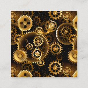 Seamless Steampunk Brass Gears Appointment Card