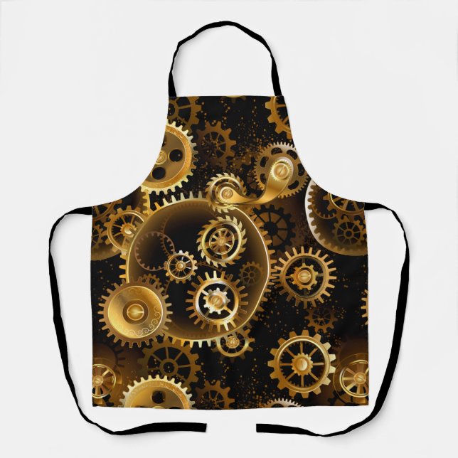Seamless Steampunk Brass Gears Apron (Front)