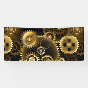 Seamless Steampunk Brass Gears Banner
