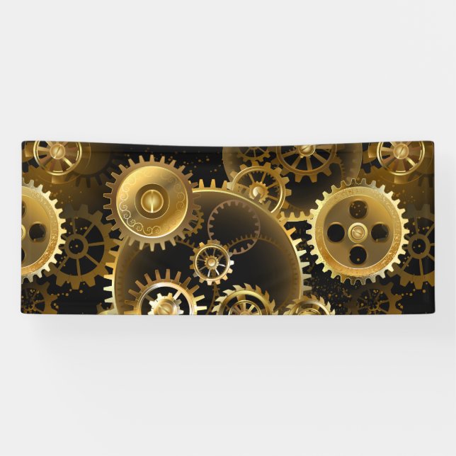 Seamless Steampunk Brass Gears Banner (Horizontal)
