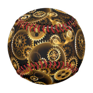 Seamless Steampunk Brass Gears Baseball