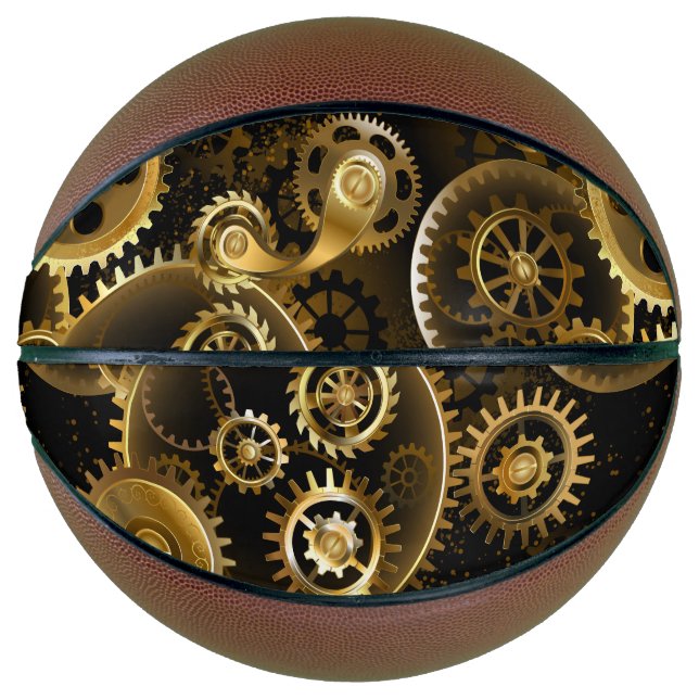 Seamless Steampunk Brass Gears Basketball (Front)