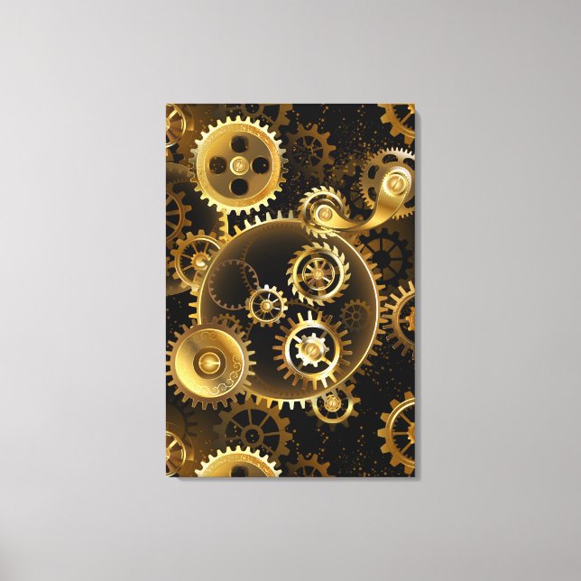 Seamless Steampunk Brass Gears Canvas Print (Front)