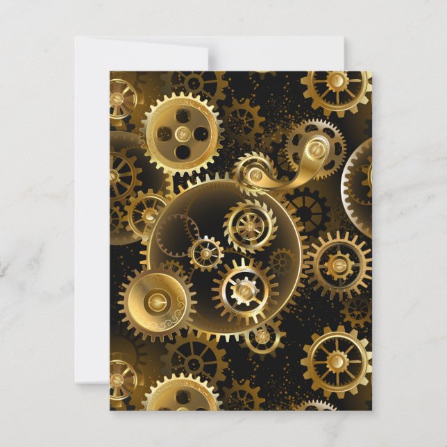 Seamless Steampunk Brass Gears Card (Front)