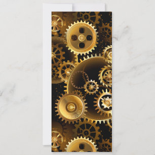 Seamless Steampunk Brass Gears Card