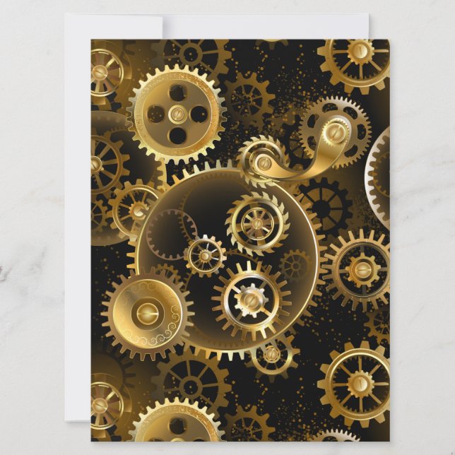 Seamless Steampunk Brass Gears Card (Front)