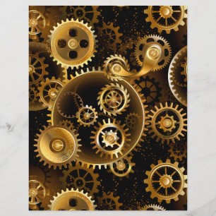Seamless Steampunk Brass Gears Custom Letterhead
