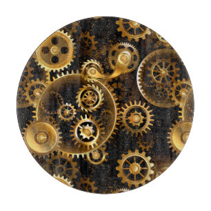 Seamless Steampunk Brass Gears Cutting Board