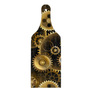 Seamless Steampunk Brass Gears Cutting Board